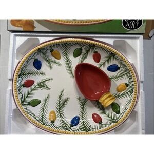 NIB Vintage 1998 CLAY ART "Holiday Lights" Chip 'N Dip Set (12.5 X‎ 16.5) NEW